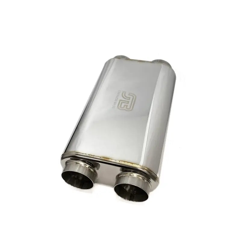 Stainless Bros 616-07623-2250 Stainless Bros 3in x 17in OAL SS304 Thin Oval Muffler (3in Dual In / 3in Dual Out) - Polished