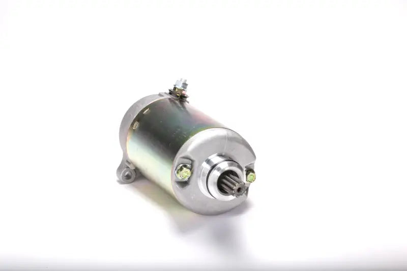 Silver and gray electric starter motor for vehicles with 1-year warranty to boost performance