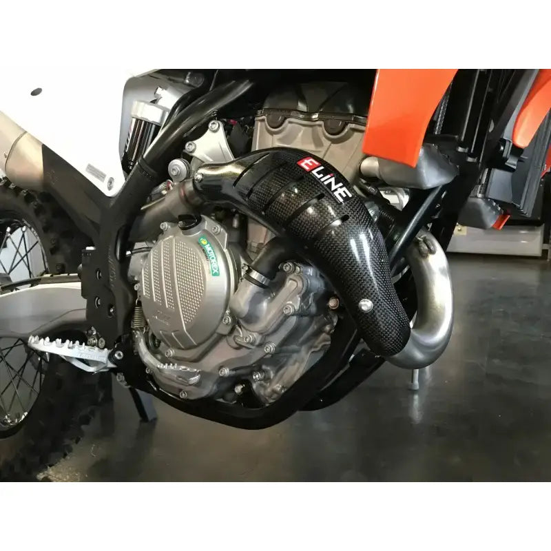 Motorcycle engine with carbon fiber exhaust guard for Stock Header Gas Hus KTM bikes