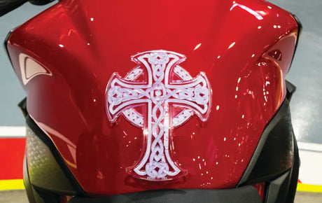 STOMPGRIP Tank Pad Celtic Cross Clear/White for Powersports
