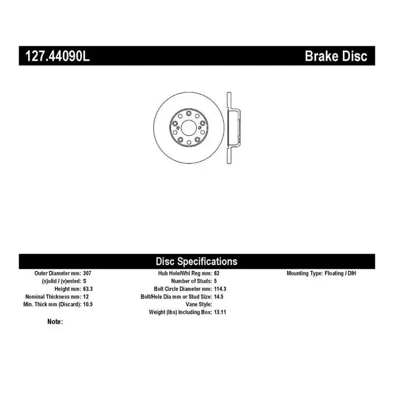 Stoptech StopTech 00-05 Lexus IS300 / 02-09 Lexus SC430 / 98-05 GS300/GS350/GS400/GS430/GS450H SportStop Slo