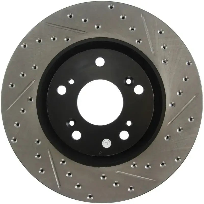 StopTech 02-06 Acura RSX Type S / 06-09 Honda Civic Si Slotted & Drilled Left Front Rotor 