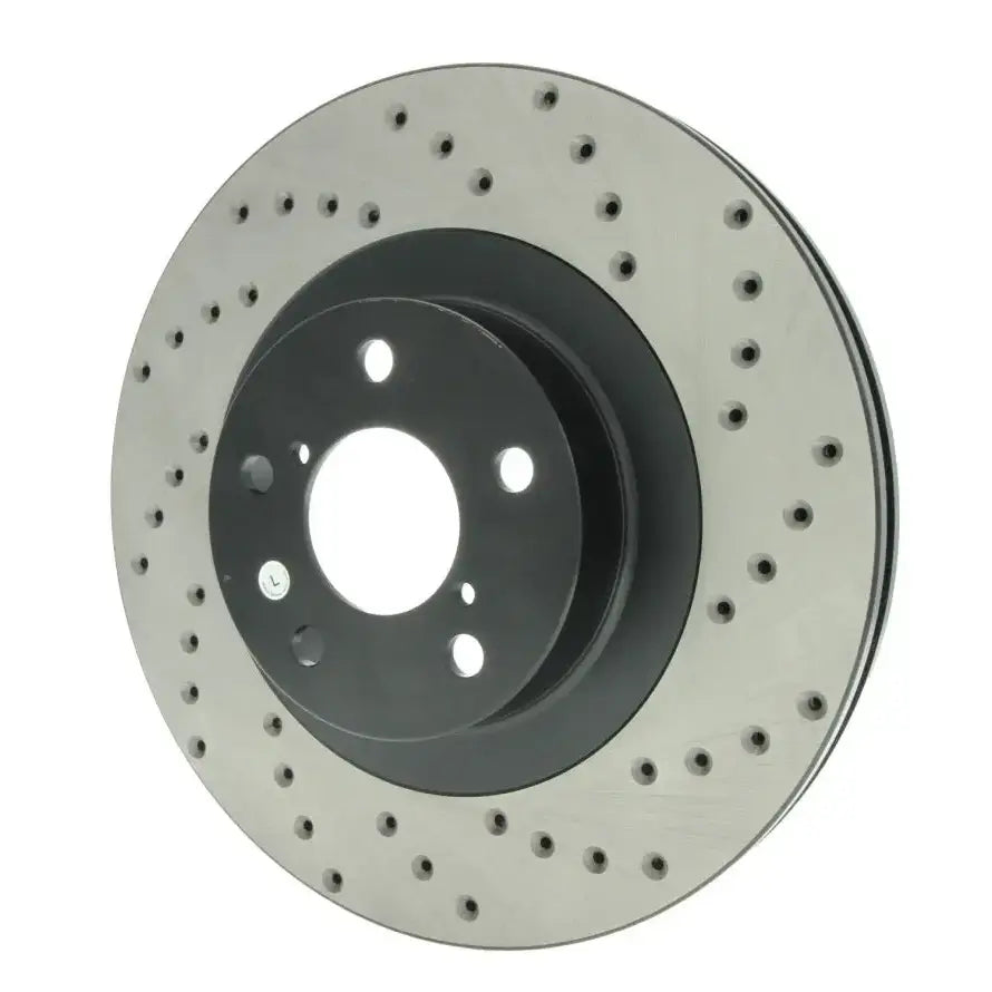 WrX drilled left front brake rotor for improved stopping power and style