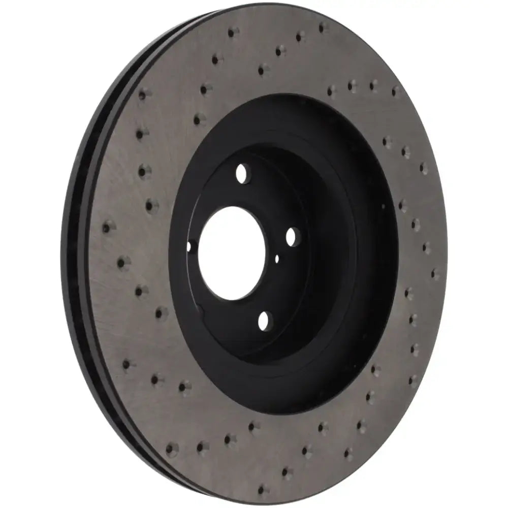 Wrx drilled left brake rotor with drilled and slotted design for better performance