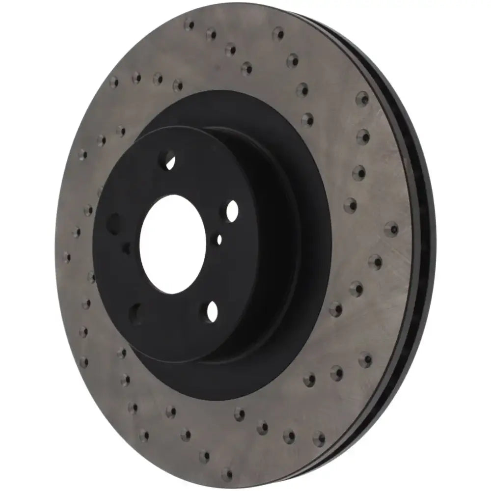 StopTech WRX drilled left front rotor with drilled and slotted brake design
