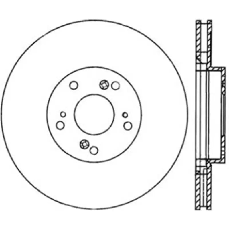 Vented Honda Civic cryo-stop rotor with five lug holes for Stoptech CRYO-STOP rotor