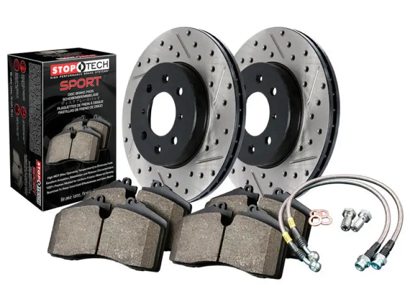 StopTech 06-11 Honda Civic EX/Si Front Drilled & Slotted Sport Brake Ki 