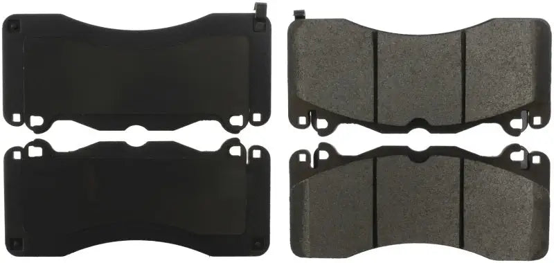 StopTech black Ford Mustang street brake pads with shims and hardware