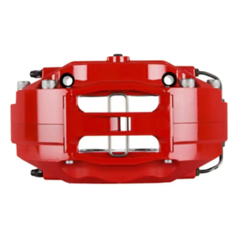 Red performance brake caliper on Acura NSX rear BBK with slotted 328x28mm rotors