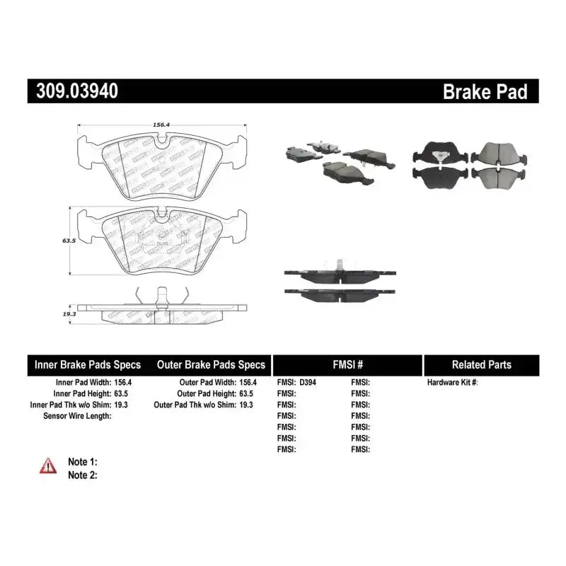 StopTech 95-99 BMW M3 / 01-07 M3 E46 / 89-93 M5 / 98-02 Z3 M series / 93-95 530 Front Brake Pads 