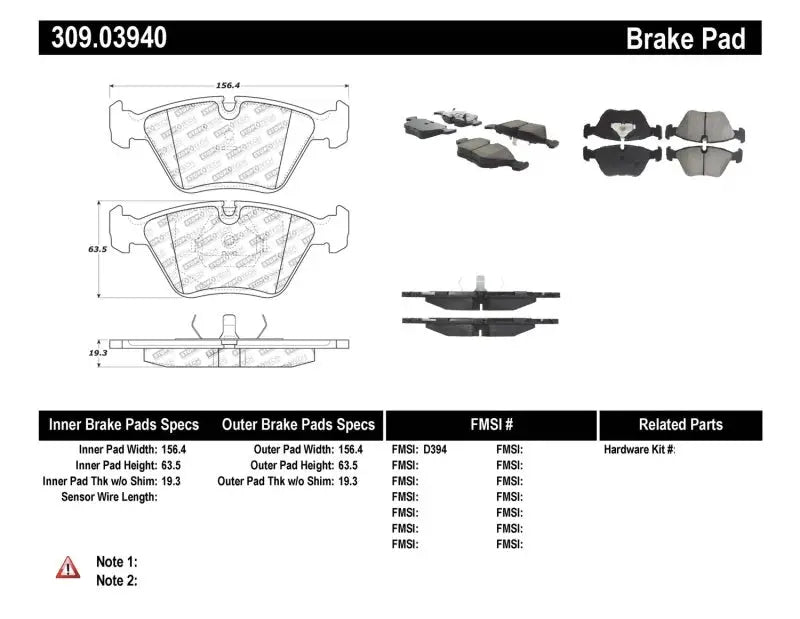 Stoptech StopTech 95-99 BMW M3 / 01-07 M3 E46 / 89-93 M5 / 98-02 Z3 M series / 93-95 530 Front Brake Pads