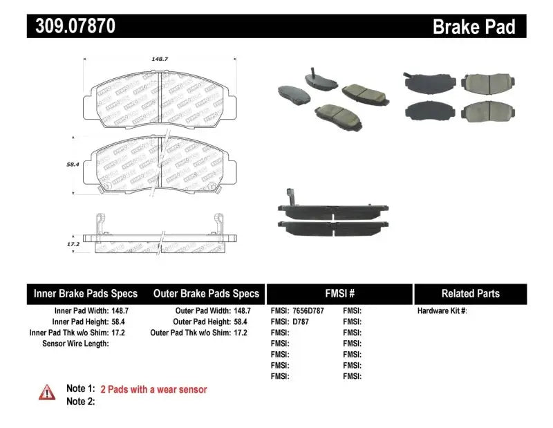 Stoptech StopTech Performance 04-09 Acura TSX / 09 Accord V6 Coupe ONLY Front Brake Pads