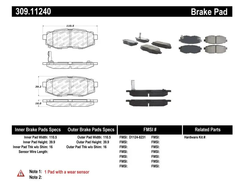 Stoptech StopTech Performance 06-10 Subaru Legacy Sedan/Outback/13 BRZ / 13 Scion FR-S Rear Brake Pads