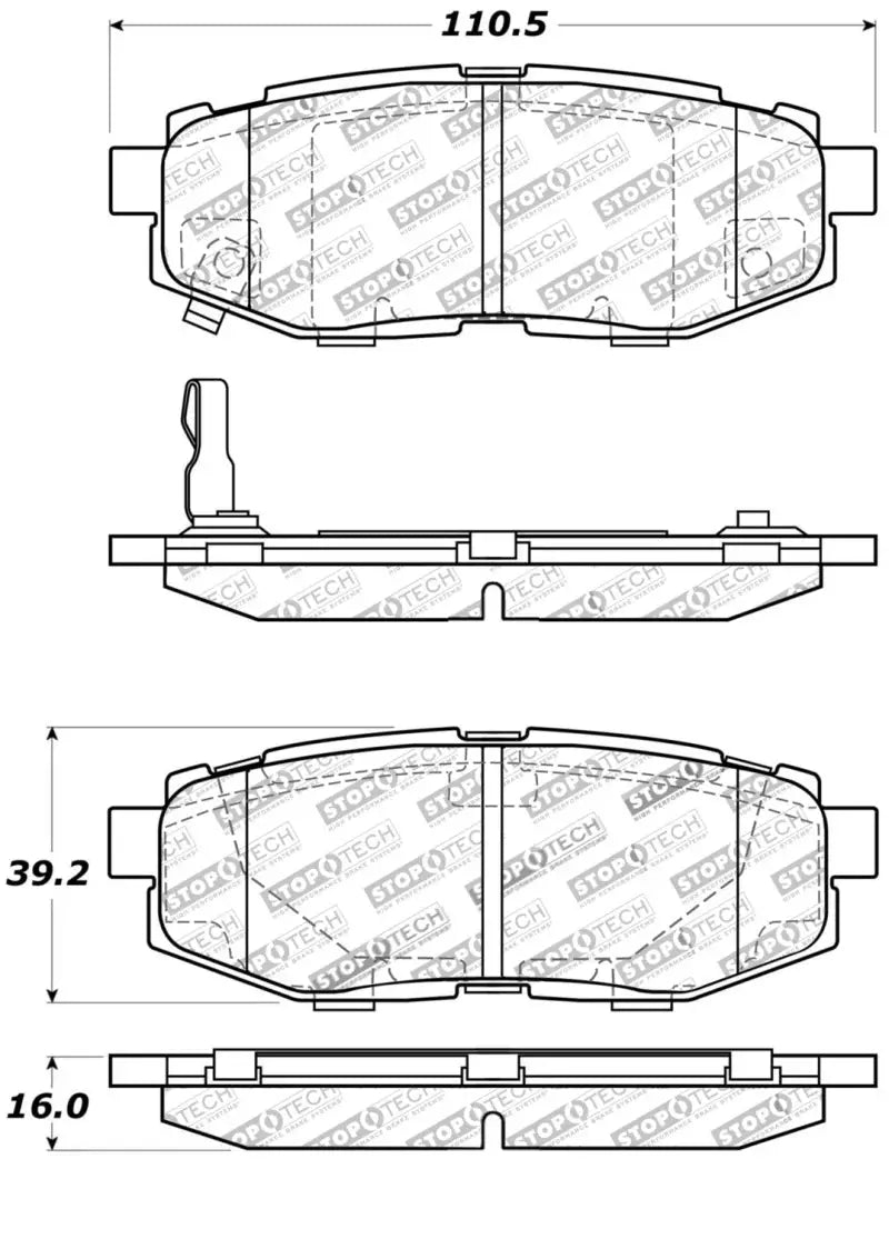 StopTech Performance 06-10 Subaru Legacy Sedan/Outback/13 BRZ / 13 Scion FR-S Rear Brake Pads 