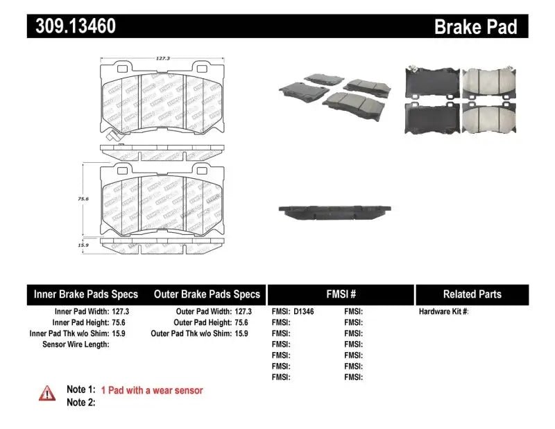 Stoptech StopTech Performance 09-13 Infiniti FX35/FX37/FX45/FX50/08-13 G37 / 09-12 370Z Front Brake Pads