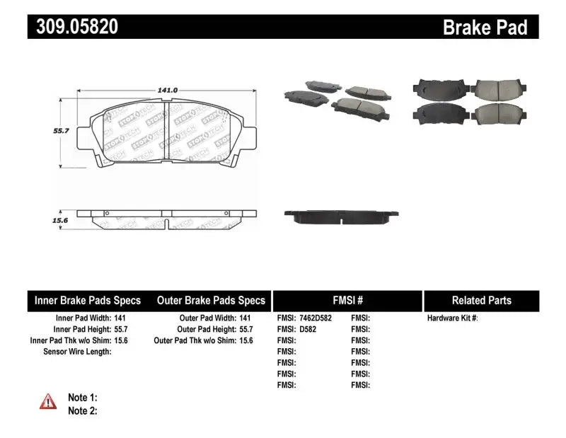 Stoptech StopTech Performance 92-95 Toyota MR2 Turbo Front Brake Pads