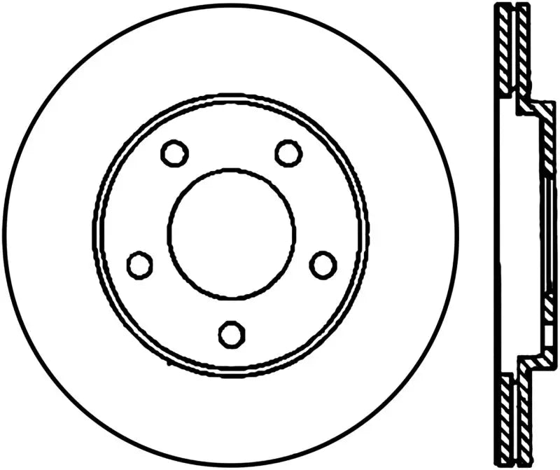 Vented disc brake rotor with five-bolt pattern for StopTech Power Slot Mustang rears