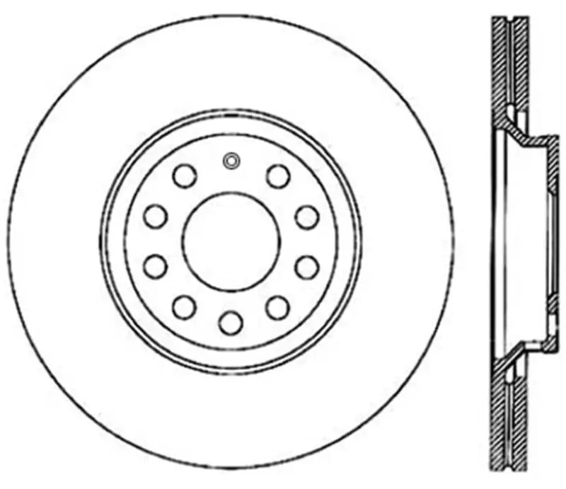 Car brake rotor diagram for StopTech Power Slot CRYO-STOP slotted rotor on VW Passat