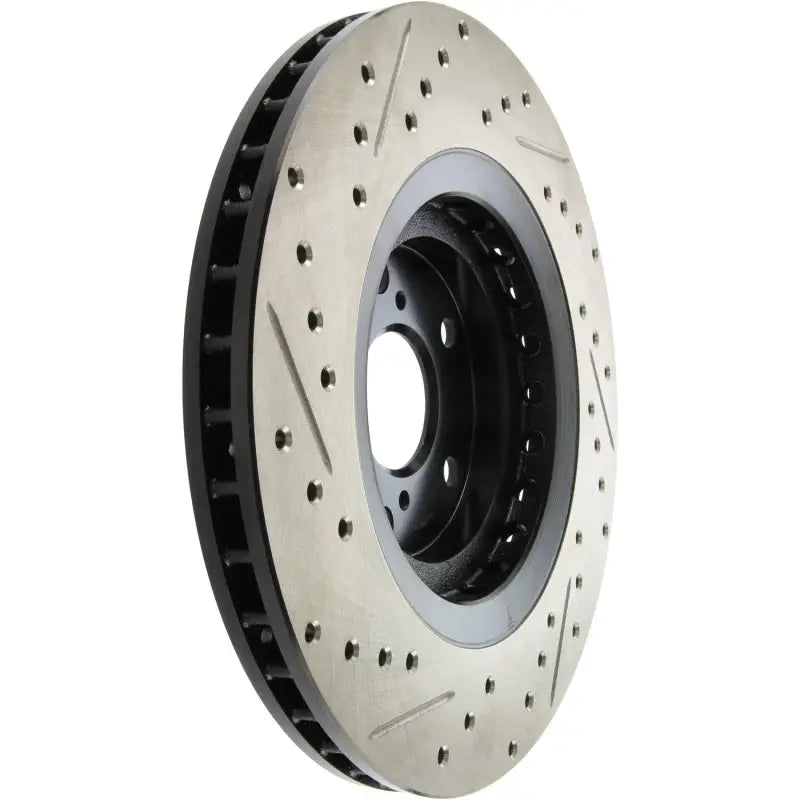 Vented and drilled brake rotor for StopTech Sport Drilled front left wheel upgrade