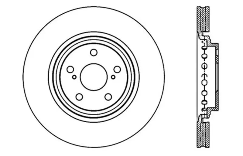 Vented brake rotor diagram for StopTech Sport Drilled & Slotted Rotor Front Left