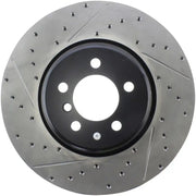 StopTech Sport Drilled & Slotted Rear Right Rotor with silver perforated design