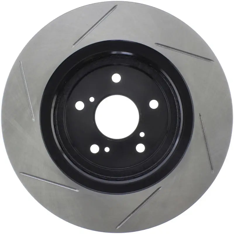 StopTech Sport Slotted Rotor front left with slotted gray rotor and black center