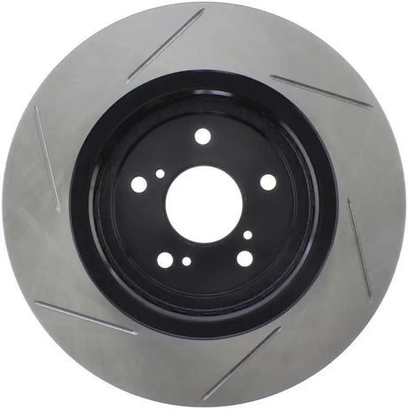 StopTech Sport Slotted Rotor front left with slotted gray rotor and black center