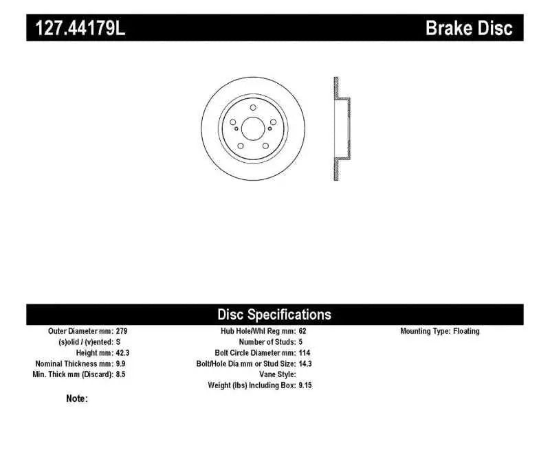 Stoptech StopTech SportStop 10-13 Scion tC Slotted & Drilled Left Rear Rotor