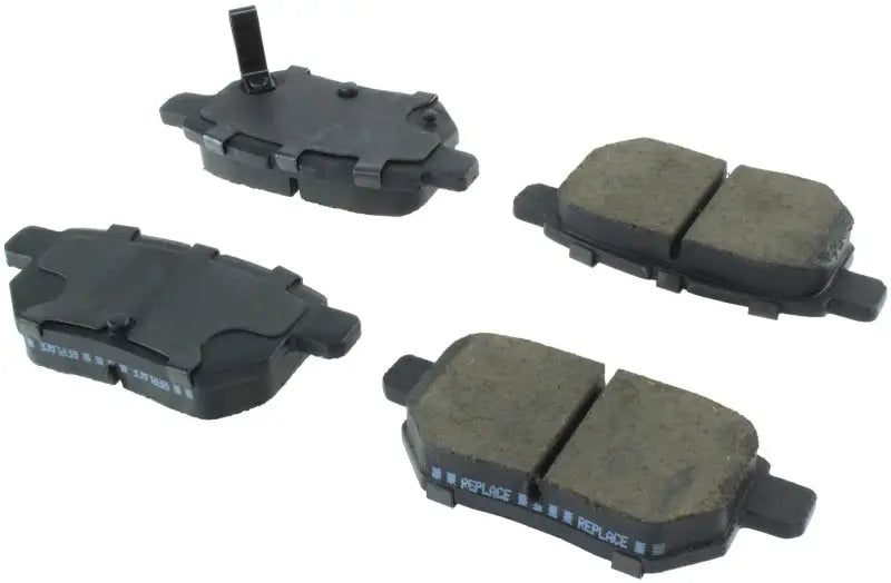 StopTech Street Brake Pads front set with black rubber metal components