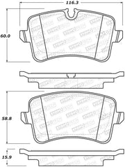 Automotive brake pad dimensions for StopTech Street Brake Pads - Rear, perfect street brake pads