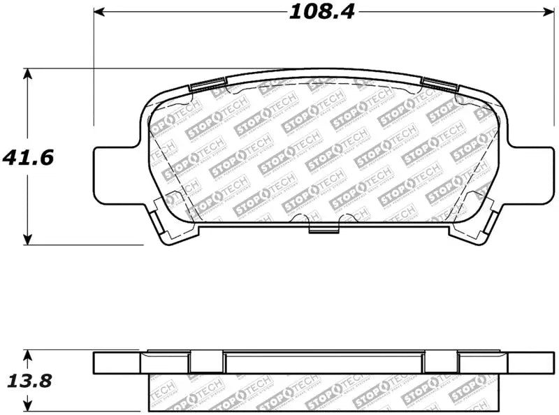 Brake pads with dimensions for StopTech Street Select Brake Pads front rear