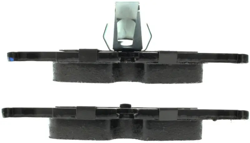 Two black StopTech Street Select brake pads with metal clips for street select brake system