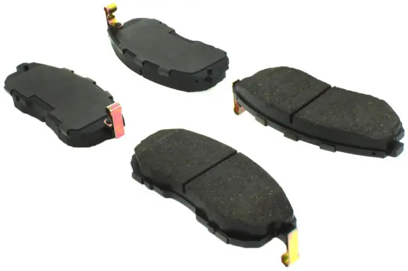 Four StopTech Street Select brake pads for front brake upgrade, high performance brake pads