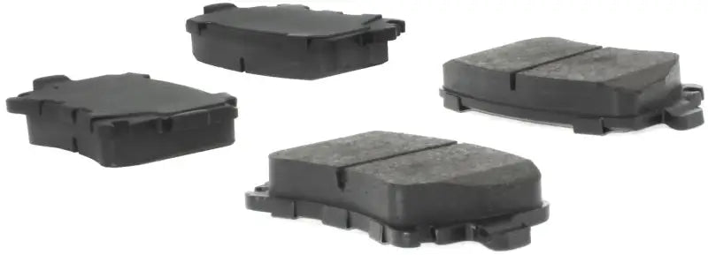 Four black StopTech Street Select rear brake pads for street select brake upgrade