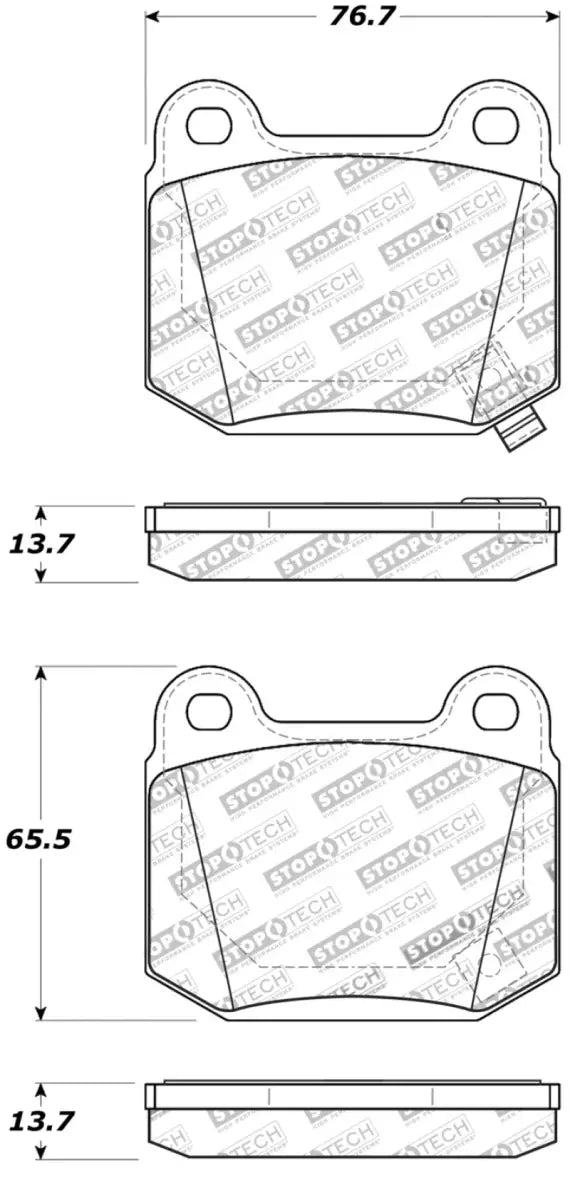 StopTech Street Touring ST-22 2-Piston Rear Caliper Brake Pads dimensions and specifications diagram, Truck & Automotive, Parts, Brakes, Rotors & Pads, AVADA - Best Sellers