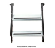 STP-221 Mor/Ryde Quick Connect Entry Step for RVs featuring dual aluminum steps and sturdy black frame.