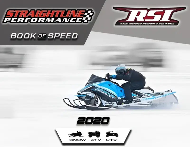 Blue and black snowmobile on snowy track with Straightline 182-121-SILVER Hide N Go rear bump black silver pol