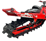Red and black snowmobile chassis with exposed track for Straightline 182-123-RED rear bump black red