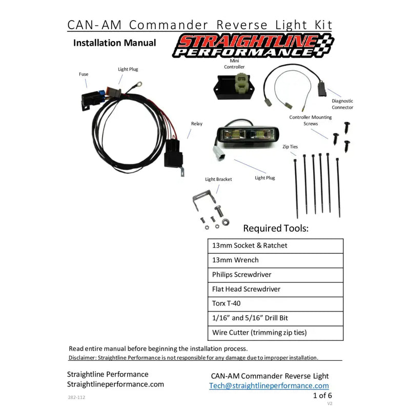 Straightline Reverse Light Kits Premium with Lights Electrical 282-112 - Smart Wire Kit Single
