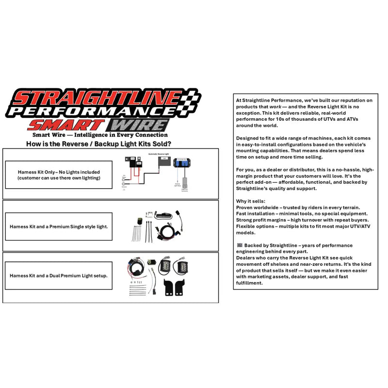 Straightline Reverse Light Kits Premium with Lights Electrical 287-110 - Smart Wire Kit Dual