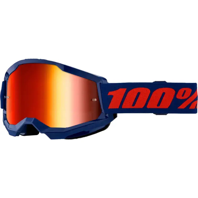 Strata 2 Goggle Navy Mirror Red Lens - Powersports