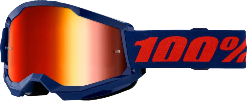 Strata 2 Goggle Navy Mirror Red Lens - Powersports