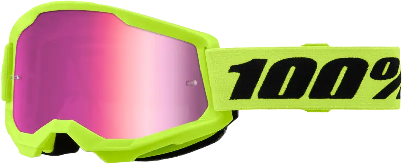 Strata 2 Goggle Neon Yellow Mirror Pink Lens - Powersports