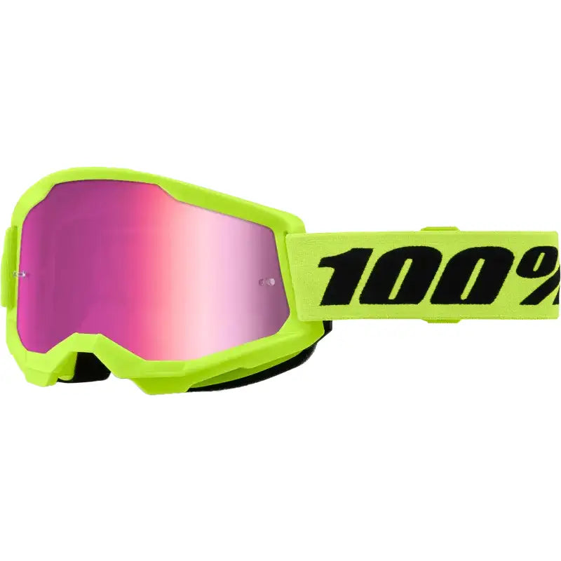 Strata 2 Junior Goggle Neon Yellow Mirror Pink Lens - Powersports