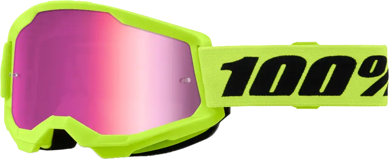 Strata 2 Junior Goggle Neon Yellow Mirror Pink Lens - Powersports