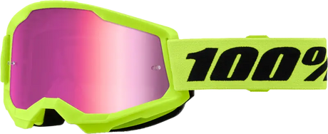 Strata 2 Junior Goggle Neon Yellow Mirror Pink Lens - Powersports