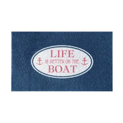 Navy doormat with the text "Life is Better on the Boat" from Kittrich.