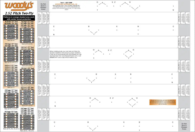 252T-TEMP WOODYS Stud Template 2.52" 2 Ply