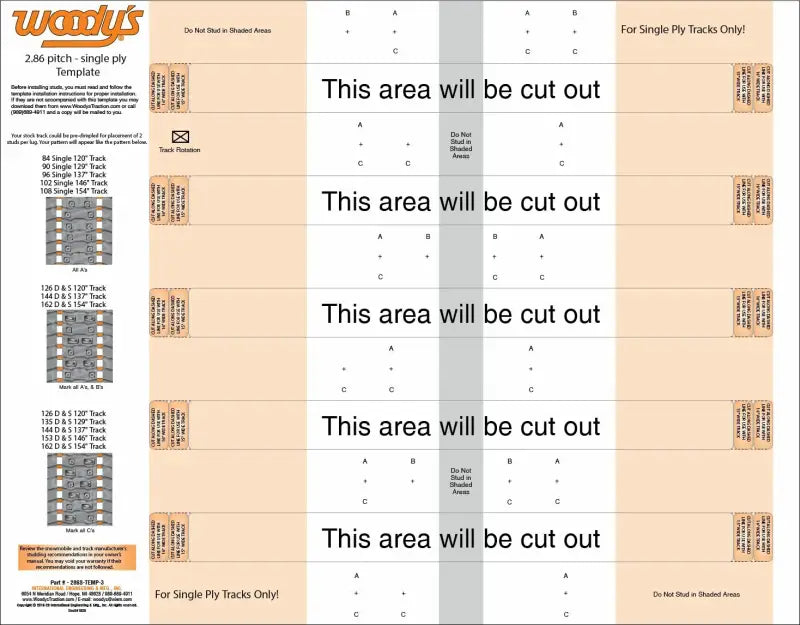 Studding Template 2.86 Single Ply Tracks - WOODYS