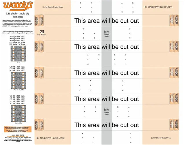 Studding Template 2.86 Single Ply Tracks - WOODYS
